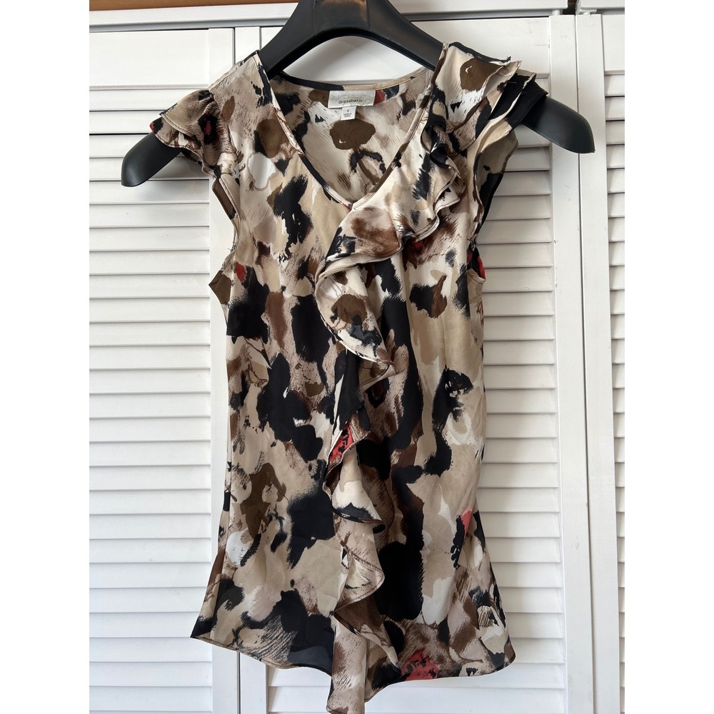 Dressbarn‎ Women's Sleeveless Ruffle Top Abstract Print Size S Shell